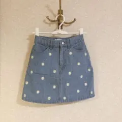 【美品】WEGO 花柄刺繍デニムミニスカート Sのサムネイル