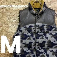 ★attackthemind7★ダウンベスト★サイズM相当★カモフラ★迷彩★総柄