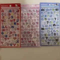 サンリオ　ボンボンドロップシール　文字ドロ　3枚　キティ　マイメロ　はぴたんぷい
