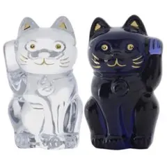 Baccaratバカラ まねき猫 クリア ミッドナイト 2個 置物のサムネイル