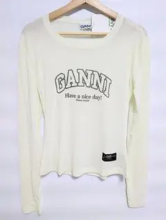 【新品】GANNI ガニー　ロゴ ホワイト 長袖シャツ 32 楽天市場】GANNI ガニー 長袖 Tシャツ FUTURE HEAVY JERSEY MOON LONG