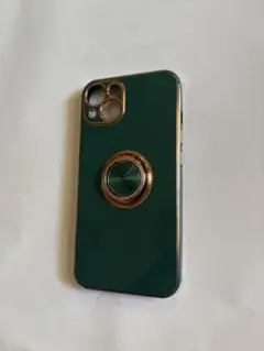 グリーン iPhone13ケース リング付き