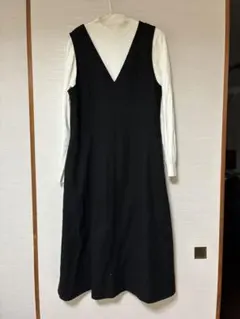 【美品】UNIQLO ブラッシュドジャージーワンピース XL ブラック