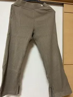 リブパンツ ブラウン ウエストゴム スリット