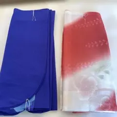 青紫と赤の帯揚げ 花柄