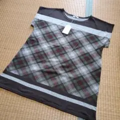 新品タグ付き　レディース　フリーサイズ　半袖　カットソー　チュニック　チェック