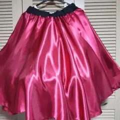 赤いサテン サーキュラースカート63cm