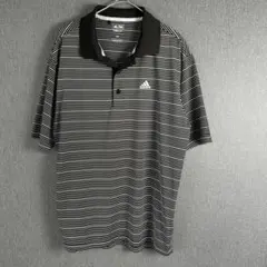 adidas クライマライト ストライプ ポロシャツ ブラック×ホワイト M