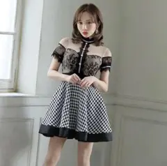 JEWELS ドレス Sサイズ 千鳥柄 ブラック レース ミニドレス