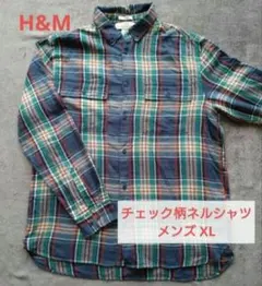 H&M エイチアンドエム チェック シャツ 長袖 トップス メンズ XL