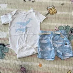 クジラプリント ベビー服セット