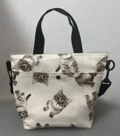 猫柄2WAY 保冷バッグ　ハンドメイドのサムネイル