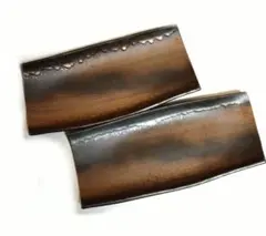 【和皿2枚セット】波状のデザインの茶色 和皿 2枚セット