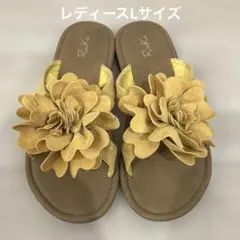 RiiiKa フラワーモチーフ サンダル イエロー　レディース　Lのサムネイル