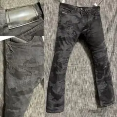 定価53900円 DIESEL高級ライン 迷彩風ダメージ加工 ブラックデニム 黒