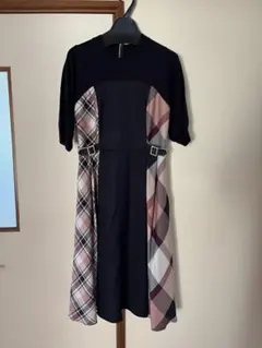 ブルーレーベル　新品タグ付き　チェック　ニット　ロング　フレアー　ワンピース