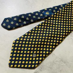 GIANNI VERSACE ヴェルサーチ ネクタイ 紺 黄 ドット 総柄 80