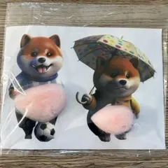 柴犬おなかぷくぷくシール 3Dシール お腹ぷにぷにシール 2匹セット