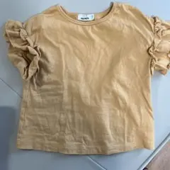 【美品】ペアマノン　フリル袖Tシャツ キッズ 100cm オレンジ系