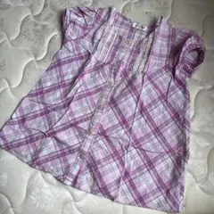 any FAM 半袖シャツ 140 紫系 チェック柄