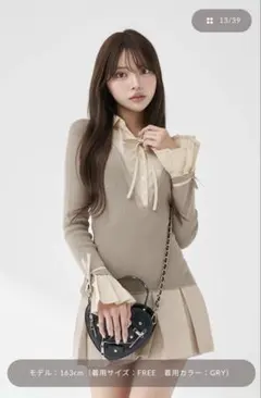 Darich シャツドッキングプリーツミニワンピース　GRY