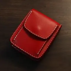 【イタリアンレザー】 ハーフウォレット レッド
