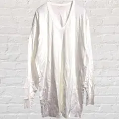 長袖 インナー カットソー Vネック 丈長 ロンT 綿100% 大きいサイズ