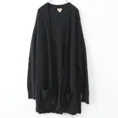 【訳あり】モッシモ ロングカーデ XL 黒色 綿 ビッグサイズガウン大きいサイズのサムネイル