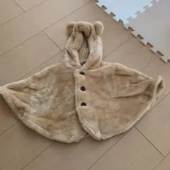 ベビー フード付きポンチョ ベージュ 80-95cm