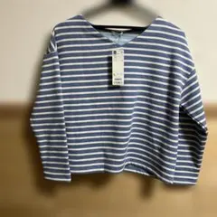 GU ボーダーウラキモウプルオーバー長袖Tシャツ