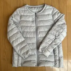 ライトグレー キルティング ダウンジャケット