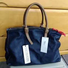 新品　marco bianchini 牛革トートバッグ　イタリー製　濃紺のサムネイル
