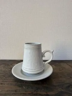 無骨なカップ&ソーサー 陶器 1950年代 南欧 フランス古陶 カフェ/K628