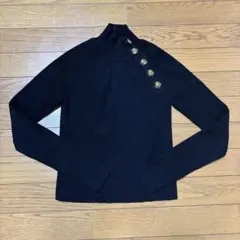 ZARA、ザラ、リブハイネックニット、長袖、黒S、GU、コカ、ゴールドボタン
