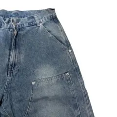 ワッジボーイ ダブルニー ペインター デニムパンツ M イエロー切り替え 
