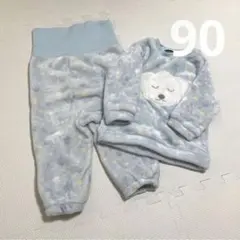 ベビー 腹巻き 長袖パジャマ 90cm 犬柄 フリース 上下２点セット