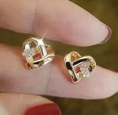 458 ゴールド ハート ピアス czダイヤモンド 結婚式 ブライダル 韓国