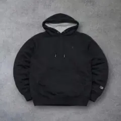 チャンピオン 刺繍ロゴ パーカー プルオーバー フーディ ブラックスウェット黒L