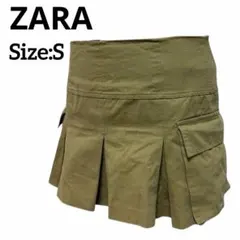 【ZARA】スカパン カーゴ ミニスカート プリーツ ミリタリー カーキ Sのサムネイル