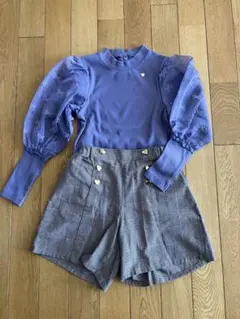 長袖カットソー& ハートポケットショートパンツ
