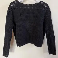 UNITED ARROWS 綿100%透かし編みトップス ブラック