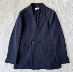 美品⭐︎PLSTネイビー ストライプ ダブル セットアップ パンツスーツ 洗濯可L