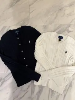 Polo Ralph Lauren カーディガン 140 ホワイト、ネイビー