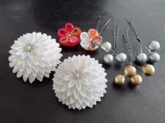 つまみ細工 白 7点セット