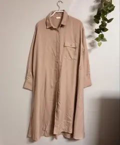 sunny clouds ベージュ 長袖 シャツワンピース　レディース