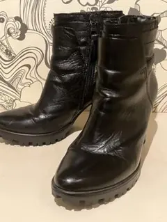 ジップアップショートブーツ ラバーソール