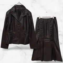 【SUN ROSE】ジャケット フレアスカート セットアップ(42/LL)レトロ