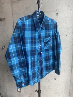 MOUNTAIN EQUIPMENT 青系チェック 長袖シャツ XS