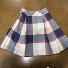 バーバリーブルーレーベル ウールチェックフレアスカート 金ボタン
