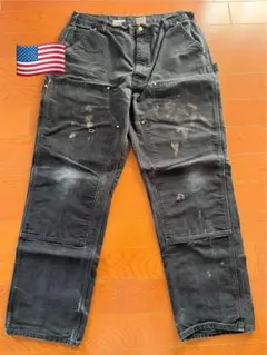 カーハート　ダブルニー　ブラック　38×34 極上　ボロ　フェード カーハート ダブルニー ブラック 38×34 極上 ボロ フェード